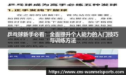 乒乓球新手必看：全面提升个人能力的入门技巧与训练方法